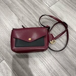 Michael Kors Wine and Black Crossbody Bag